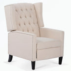 Manual Wing Chair Recliner - High Back, Solid Wood Frame, Spring Support, Chaise Longue Position - Classic Living Room Chair