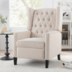 Manual Wing Chair Recliner - High Back, Solid Wood Frame, Spring Support, Chaise Longue Position - Classic Living Room Chair
