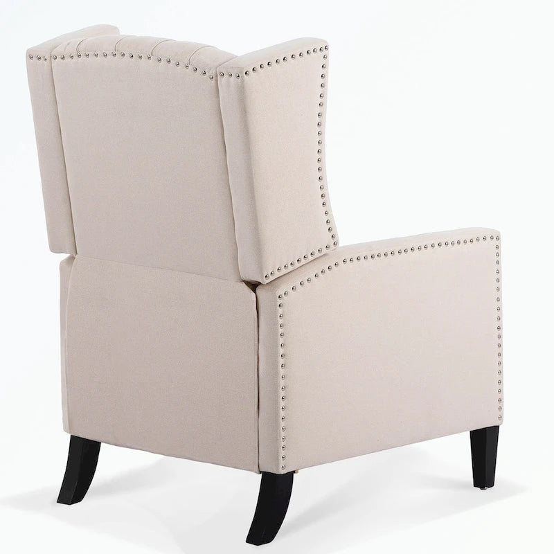 Manual Wing Chair Recliner - High Back, Solid Wood Frame, Spring Support, Chaise Longue Position - Classic Living Room Chair