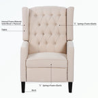 Manual Wing Chair Recliner - High Back, Solid Wood Frame, Spring Support, Chaise Longue Position - Classic Living Room Chair