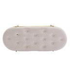 40" Velvet Upholstered Bench with Double Shoe Rack - Modern Glam Ottoman, Metal Frame, Foam Cushion, 250 lbs Capacity