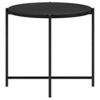 24" Round Side Table - Modern Farmhouse, MDF Wood-Look Top, Black Metal Frame (23.6" Dia x 22" H)