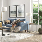 24" Round Side Table - Modern Farmhouse, MDF Wood-Look Top, Black Metal Frame (23.6" Dia x 22" H)