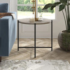 24" Round Side Table - Modern Farmhouse, MDF Wood-Look Top, Black Metal Frame (23.6" Dia x 22" H)