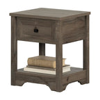 19" End Table with Drawer - Shaker Style, Open Shelf, Decorative Molding (19W x 22.5H x 17.5D)