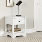 19" End Table with Drawer - Shaker Style, Open Shelf, Decorative Molding (19W x 22.5H x 17.5D)