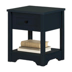 19" End Table with Drawer - Shaker Style, Open Shelf, Decorative Molding (19W x 22.5H x 17.5D)