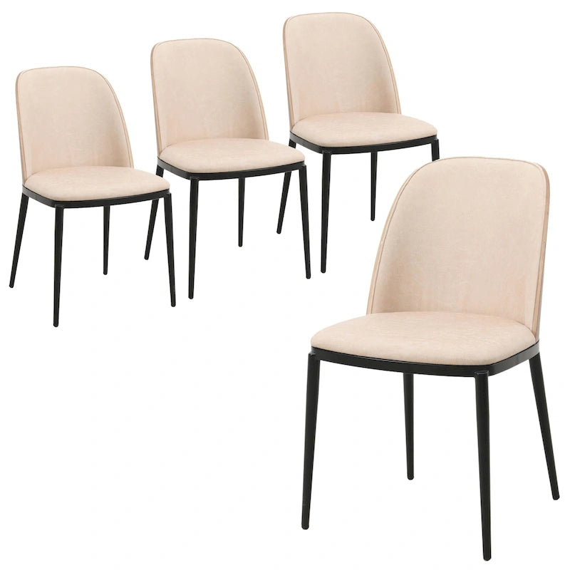 Upholstered Dining Side Chairs Set of 4 - Mid-Century Modern - Steel Frame - High-Density Foam - Velvet/PU Leather/Suede