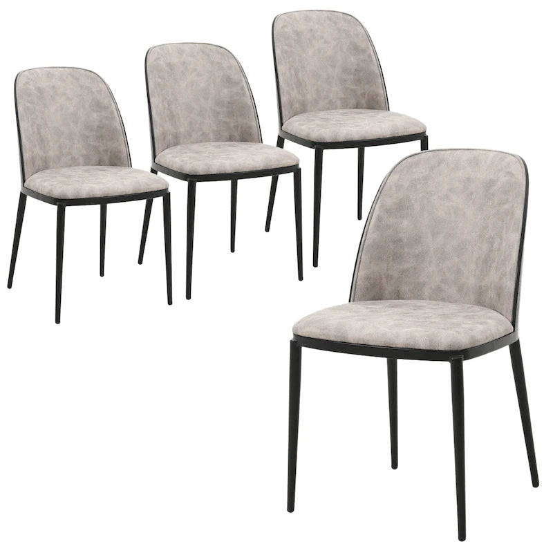 Upholstered Dining Side Chairs Set of 4 - Mid-Century Modern - Steel Frame - High-Density Foam - Velvet/PU Leather/Suede