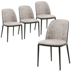 Upholstered Dining Side Chairs Set of 4 - Mid-Century Modern - Steel Frame - High-Density Foam - Velvet/PU Leather/Suede