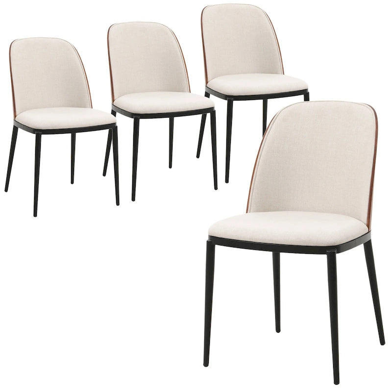 Upholstered Dining Side Chairs Set of 4 - Mid-Century Modern - Steel Frame - High-Density Foam - Velvet/PU Leather/Suede