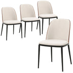 Upholstered Dining Side Chairs Set of 4 - Mid-Century Modern - Steel Frame - High-Density Foam - Velvet/PU Leather/Suede