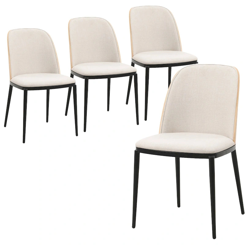 Upholstered Dining Side Chairs Set of 4 - Mid-Century Modern - Steel Frame - High-Density Foam - Velvet/PU Leather/Suede