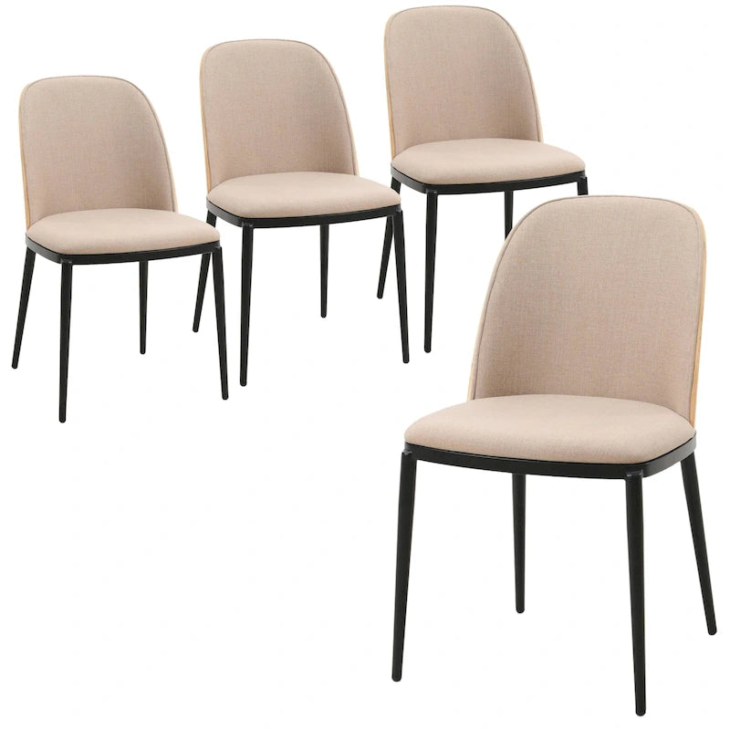 Upholstered Dining Side Chairs Set of 4 - Mid-Century Modern - Steel Frame - High-Density Foam - Velvet/PU Leather/Suede