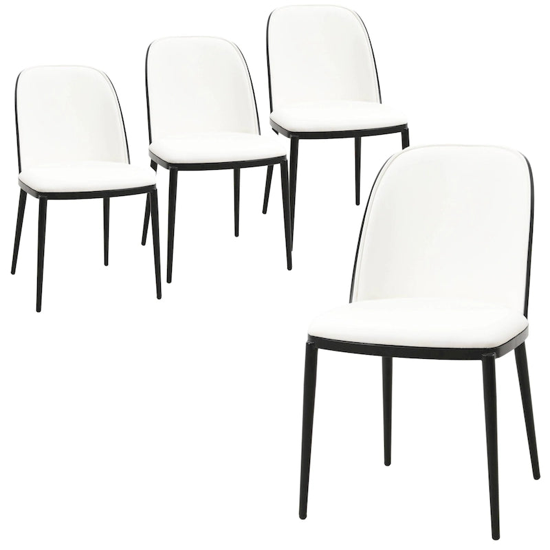 Upholstered Dining Side Chairs Set of 4 - Mid-Century Modern - Steel Frame - High-Density Foam - Velvet/PU Leather/Suede