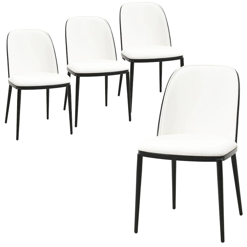 Dining Chair with Upholstered Seat Side Chair with MDF Wood Frame in Steel Set of 4