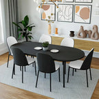 Upholstered Dining Side Chairs Set of 4 - Mid-Century Modern - Steel Frame - High-Density Foam - Velvet/PU Leather/Suede