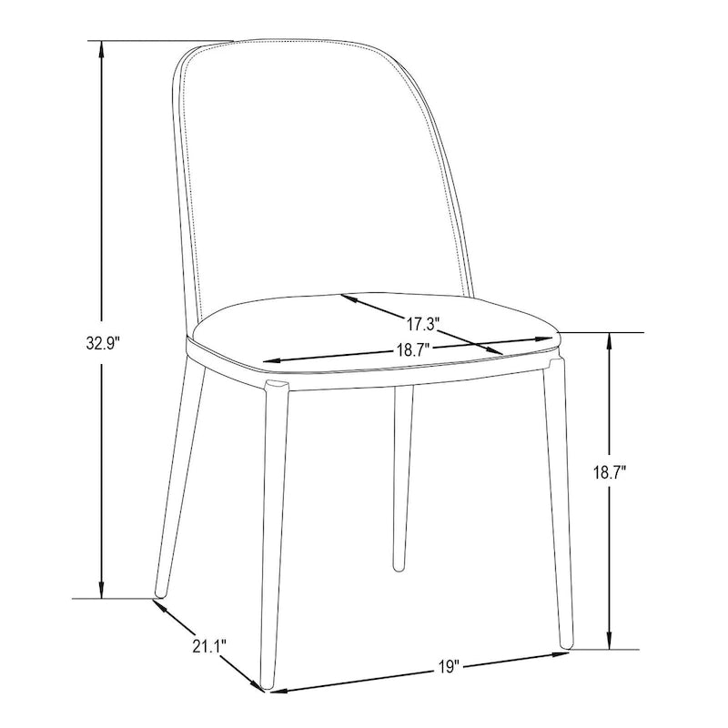 Upholstered Dining Side Chairs Set of 4 - Mid-Century Modern - Steel Frame - High-Density Foam - Velvet/PU Leather/Suede