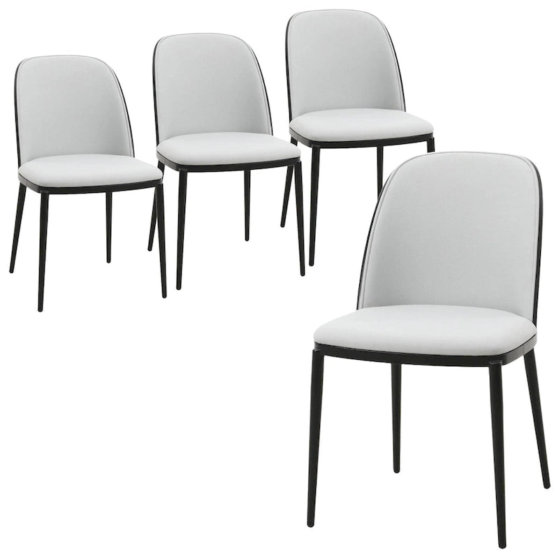 Upholstered Dining Side Chairs Set of 4 - Mid-Century Modern - Steel Frame - High-Density Foam - Velvet/PU Leather/Suede