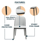 Upholstered Dining Side Chairs Set of 4 - Mid-Century Modern - Steel Frame - High-Density Foam - Velvet/PU Leather/Suede