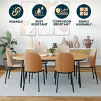 Upholstered Dining Side Chairs Set of 4 - Mid-Century Modern - Steel Frame - High-Density Foam - Velvet/PU Leather/Suede