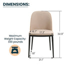 Upholstered Dining Side Chairs Set of 4 - Mid-Century Modern - Steel Frame - High-Density Foam - Velvet/PU Leather/Suede