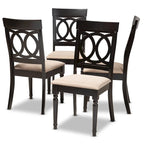 Modern Fabric Dining Chair Set 4-Piece Oak Wood Espresso Brown Polyester Upholstered Foam Padded Contemporary Style