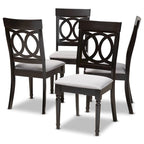 Modern Fabric Dining Chair Set 4-Piece Oak Wood Espresso Brown Polyester Upholstered Foam Padded Contemporary Style