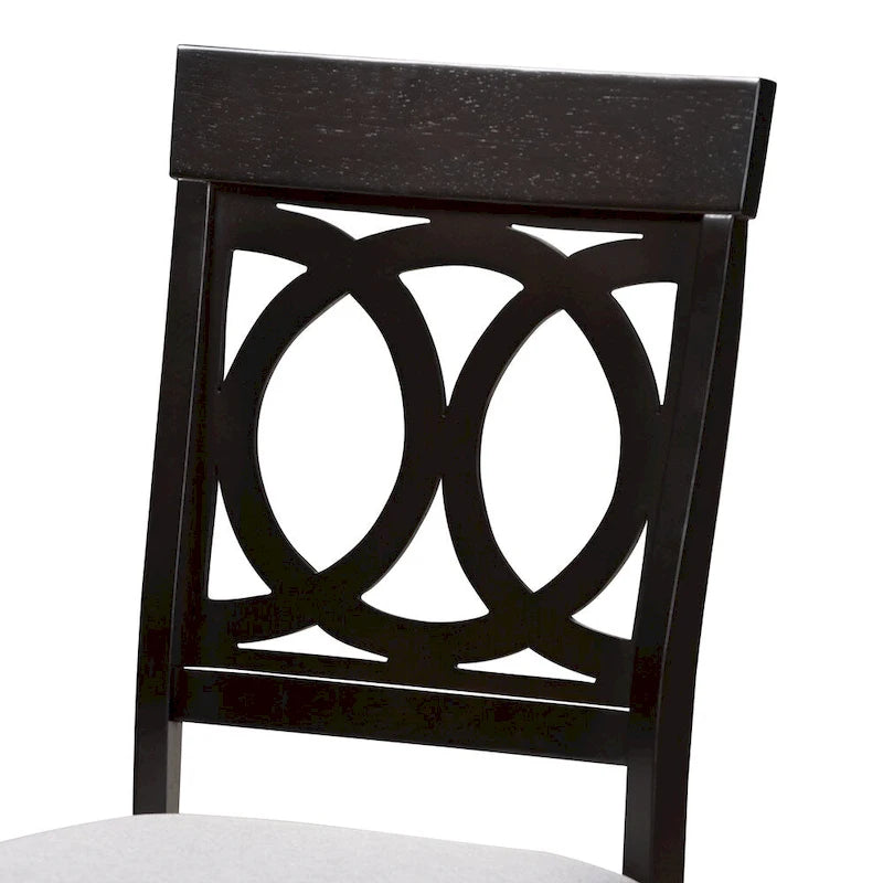 Modern Fabric Dining Chair Set 4-Piece Oak Wood Espresso Brown Polyester Upholstered Foam Padded Contemporary Style