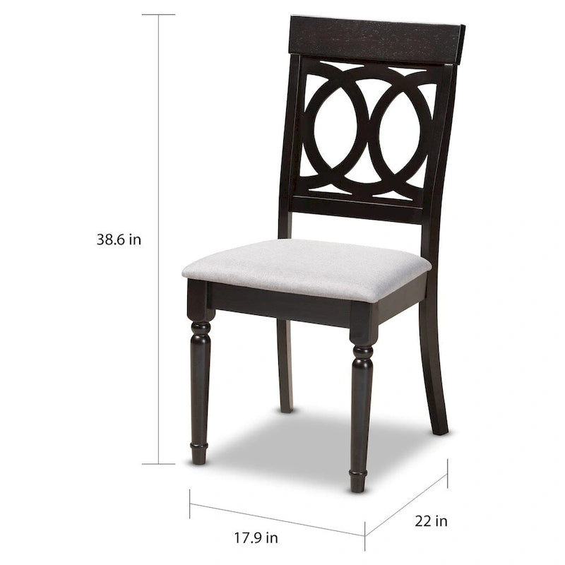 Modern Fabric Dining Chair Set 4-Piece Oak Wood Espresso Brown Polyester Upholstered Foam Padded Contemporary Style