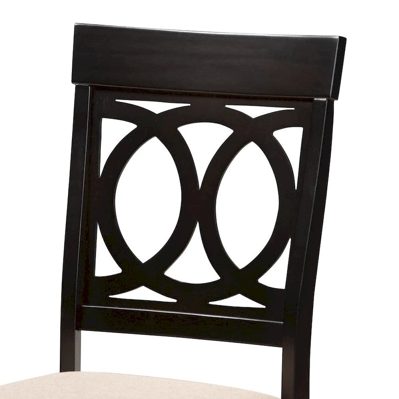 Modern Fabric Dining Chair Set 4-Piece Oak Wood Espresso Brown Polyester Upholstered Foam Padded Contemporary Style