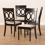 Modern Fabric Dining Chair Set 4-Piece Oak Wood Espresso Brown Polyester Upholstered Foam Padded Contemporary Style