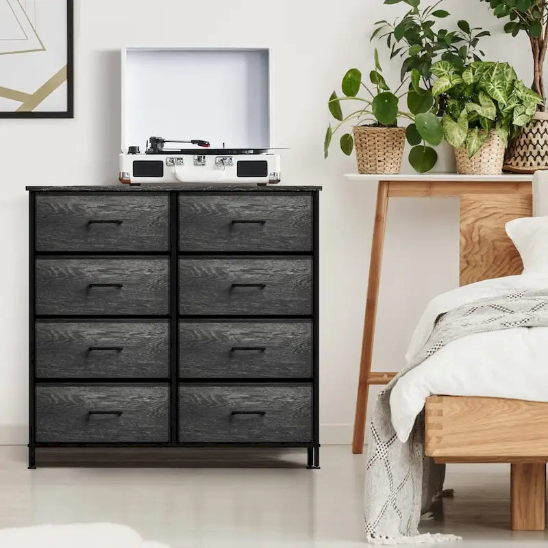 8-Drawer Fabric Dresser Organizer - Tall Portable Storage Chest with Removable Bins for Bedroom Closet - 31.5x11.8x32.1 inch