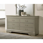 60" Bedroom Dresser with Dovetail Drawers - Wood Veneer Finish, Metal Glides (60W x 33H x 18D)