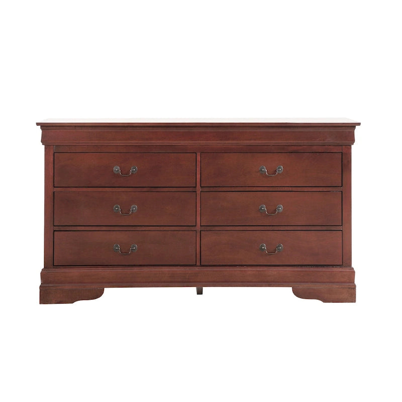 60" Bedroom Dresser with Dovetail Drawers - Wood Veneer Finish, Metal Glides (60W x 33H x 18D)