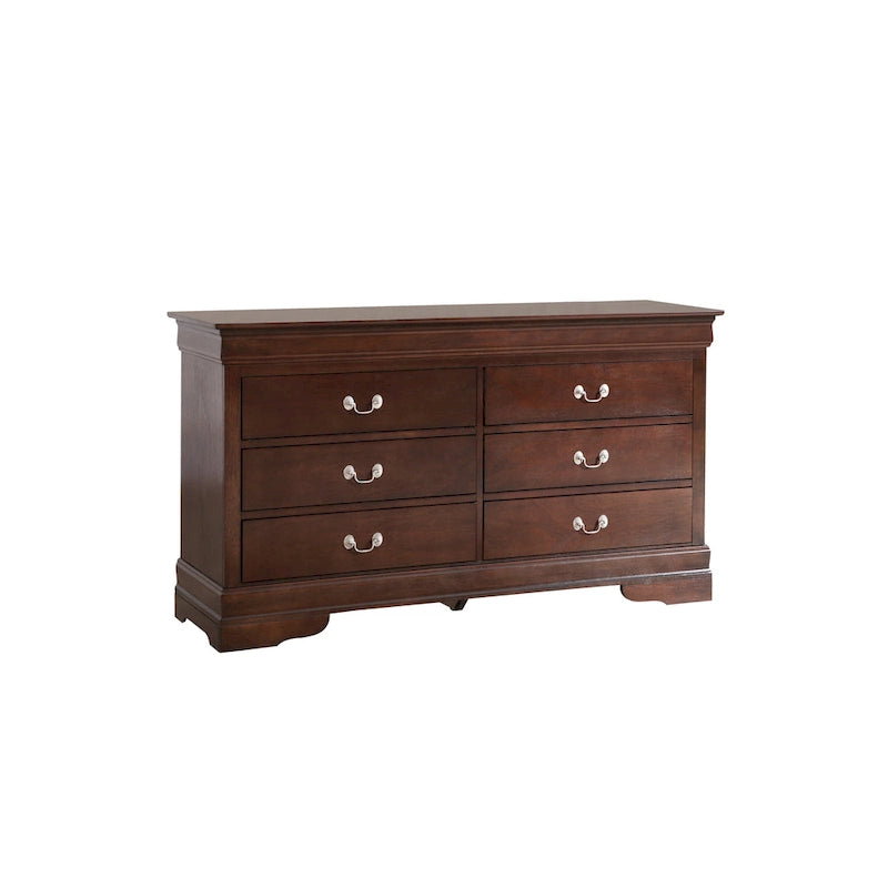 60" Bedroom Dresser with Dovetail Drawers - Wood Veneer Finish, Metal Glides (60W x 33H x 18D)
