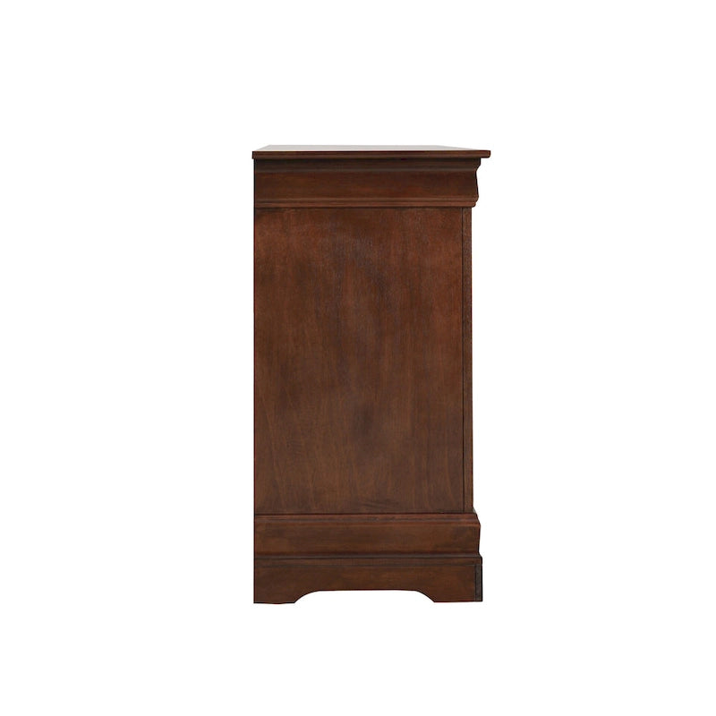 60" Bedroom Dresser with Dovetail Drawers - Wood Veneer Finish, Metal Glides (60W x 33H x 18D)