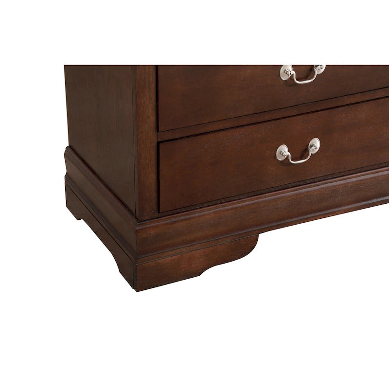 60" Bedroom Dresser with Dovetail Drawers - Wood Veneer Finish, Metal Glides (60W x 33H x 18D)