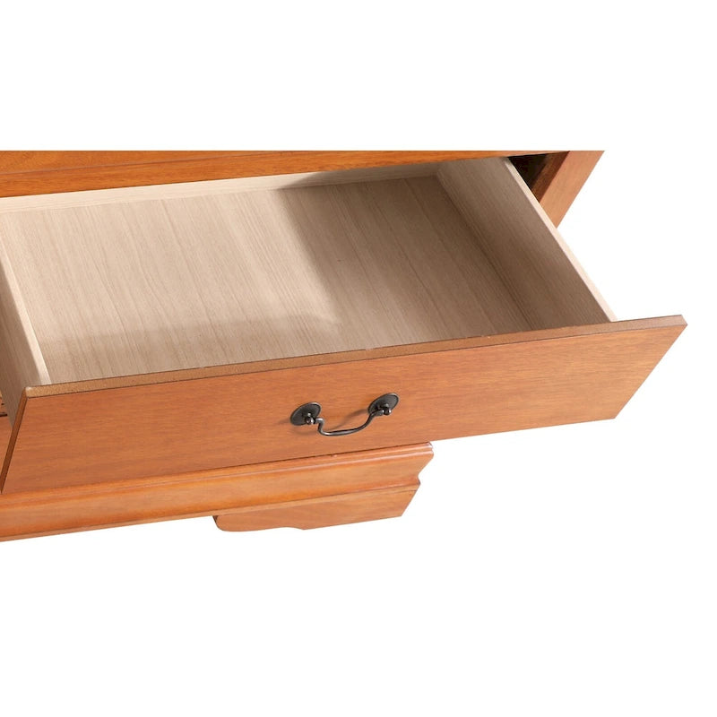 60" Bedroom Dresser with Dovetail Drawers - Wood Veneer Finish, Metal Glides (60W x 33H x 18D)