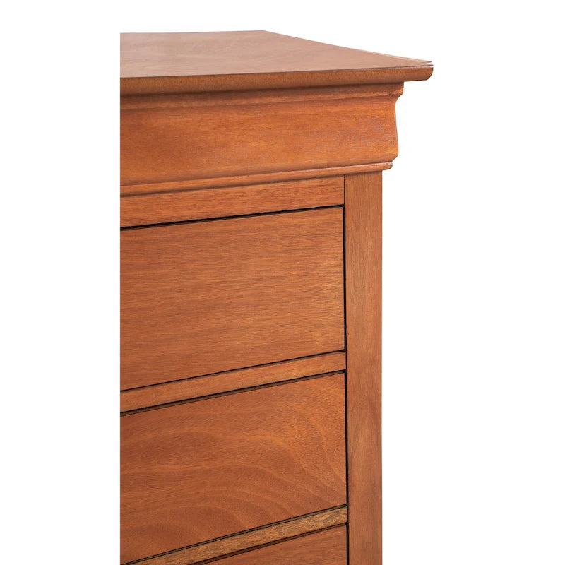 60" Bedroom Dresser with Dovetail Drawers - Wood Veneer Finish, Metal Glides (60W x 33H x 18D)