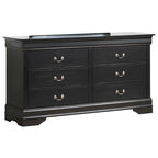 60" Bedroom Dresser with Dovetail Drawers - Wood Veneer Finish, Metal Glides (60W x 33H x 18D)