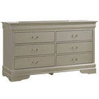 60" Bedroom Dresser with Dovetail Drawers - Wood Veneer Finish, Metal Glides (60W x 33H x 18D)