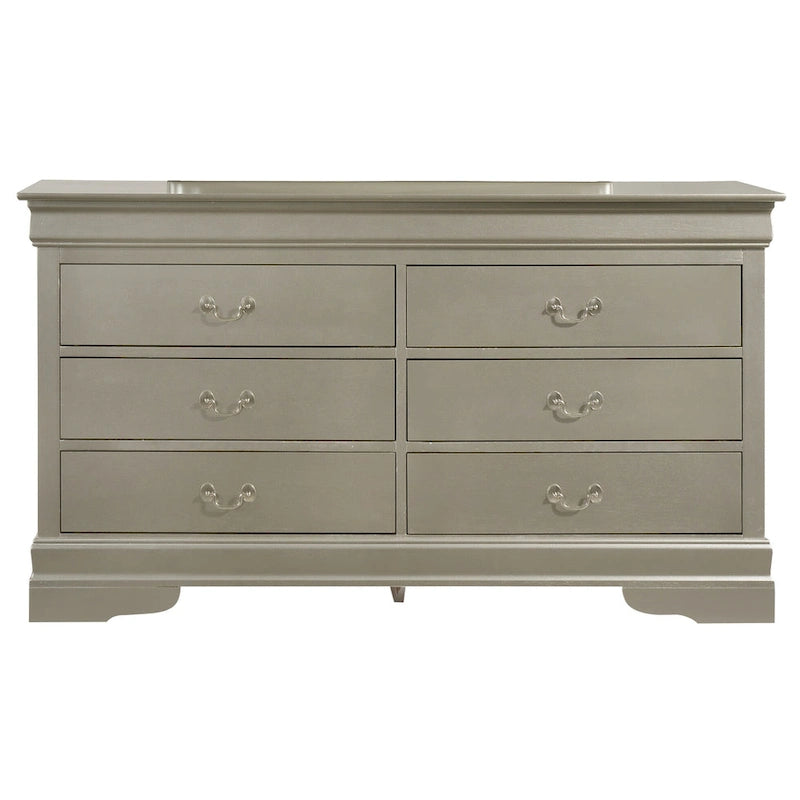 60" Bedroom Dresser with Dovetail Drawers - Wood Veneer Finish, Metal Glides (60W x 33H x 18D)