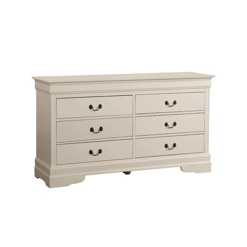 60" Bedroom Dresser with Dovetail Drawers - Wood Veneer Finish, Metal Glides (60W x 33H x 18D)