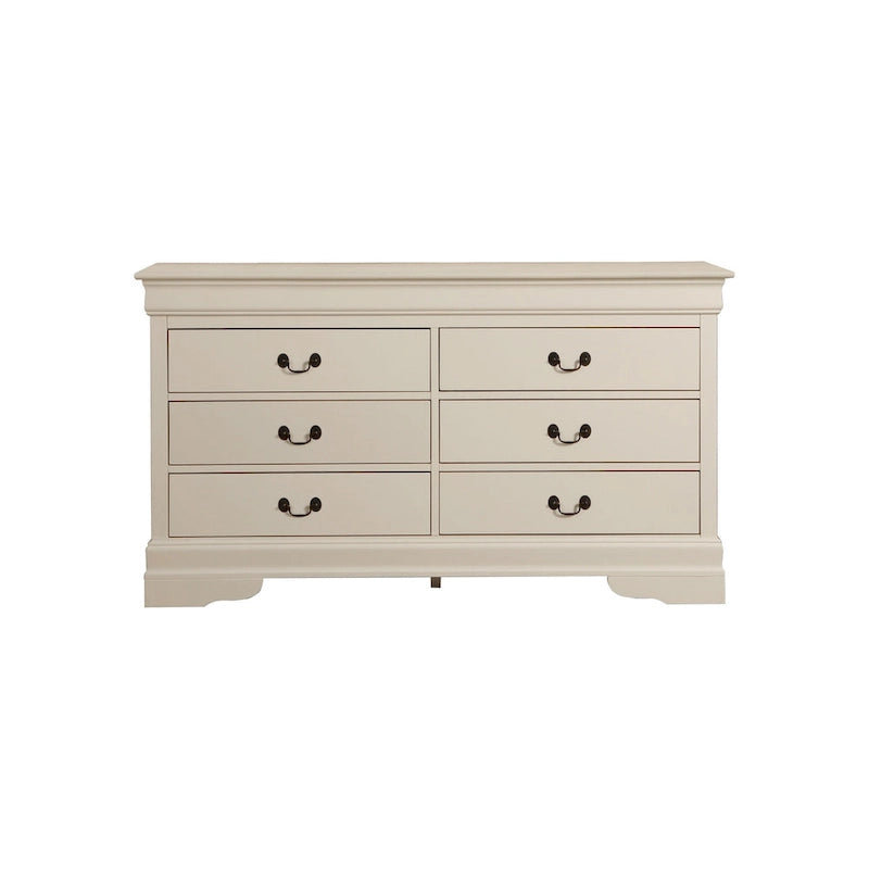 60" Bedroom Dresser with Dovetail Drawers - Wood Veneer Finish, Metal Glides (60W x 33H x 18D)