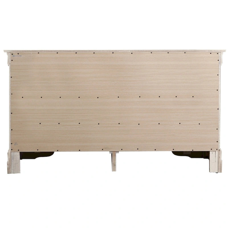 60" Bedroom Dresser with Dovetail Drawers - Wood Veneer Finish, Metal Glides (60W x 33H x 18D)