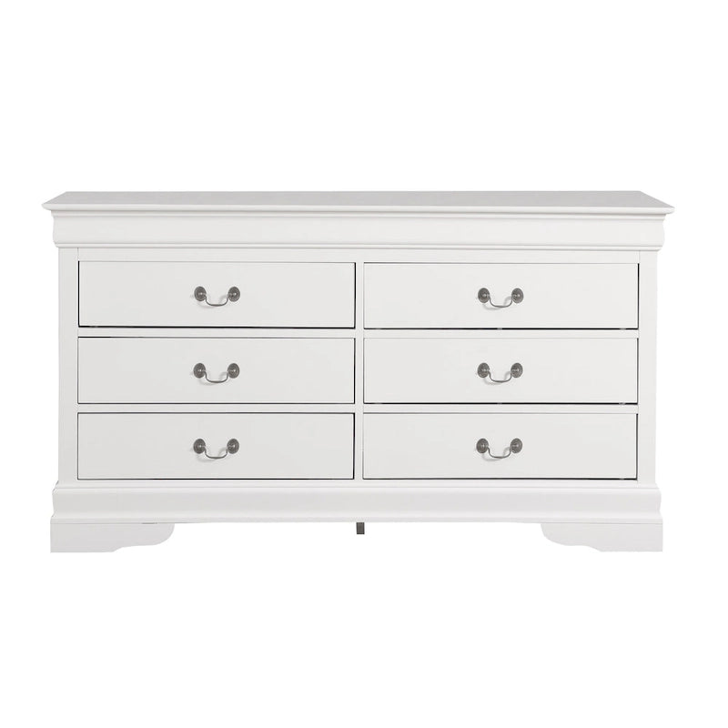 60" Bedroom Dresser with Dovetail Drawers - Wood Veneer Finish, Metal Glides (60W x 33H x 18D)