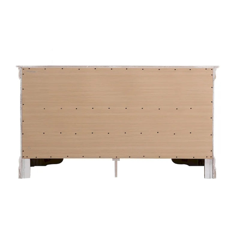 60" Bedroom Dresser with Dovetail Drawers - Wood Veneer Finish, Metal Glides (60W x 33H x 18D)