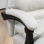 Reclining Massage Office Chair - Microfiber, 6 Vibration Points, Lumbar Heating, 135° Recline, Footrest - Cream White