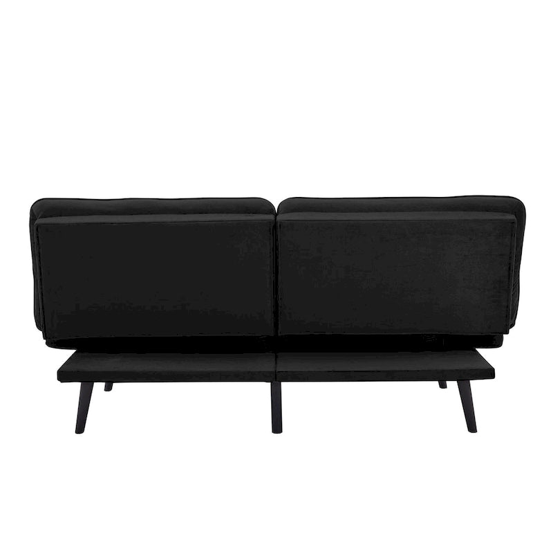 Convertible Sofa Bed - Microfiber with Pocket Coils, Adjustable Arms, Split Back - Modern Minimalist Futon Sleeper